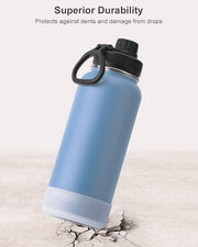 koodee Insulated Water Bottle, 32 oz Stainless Steel Double Wall Vacuum Wide Mouth Sport Bottle with Leakproof Spout Lid (Royal Blue)