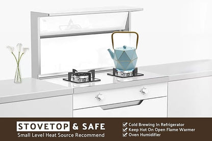 Toptier Cast Iron Teapot, Stovetop Safe Japanese Cast Iron Tea Kettle, Diamond Design Tea Pot with Removable Infuser for Loose Tea, 30 Ounce (900 ml), Blue