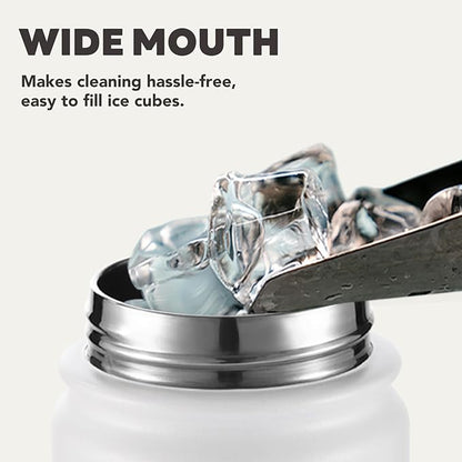 mininoo Insulated Stainless Steel Water Bottle with Straw and Lid for Sports, 24 oz, White