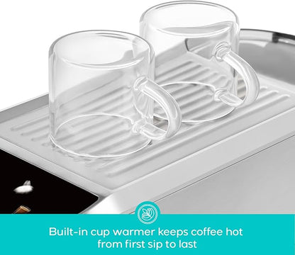 CASABREWS 5418 PLUS Espresso Machine 20 Bar, Compact Espresso Maker with Steam Milk Frother, Stainless Steel Coffee Machine with 34oz Detachable Water Tank for Cold Brew, Cappuccino, Silver