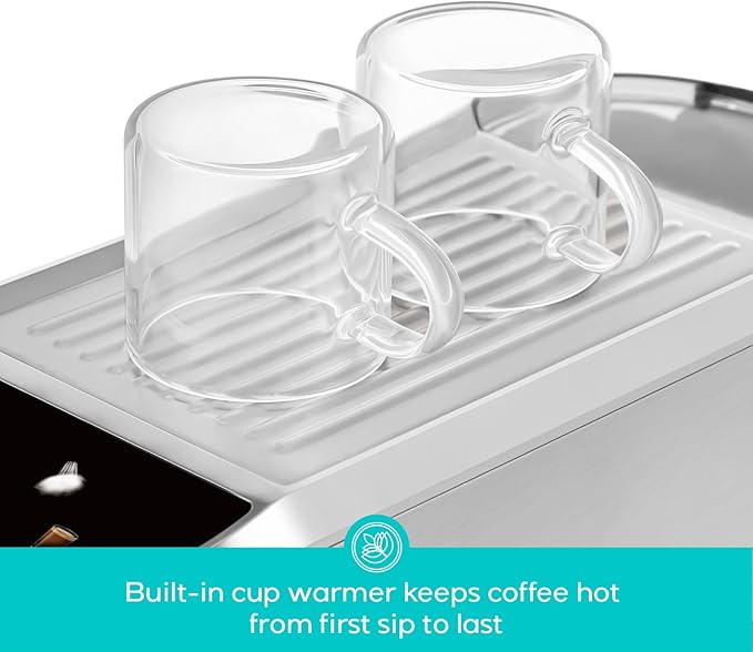 CASABREWS 5418 PLUS Espresso Machine 20 Bar, Compact Espresso Maker with Steam Milk Frother, Stainless Steel Coffee Machine with 34oz Detachable Water Tank for Cold Brew, Cappuccino, Silver