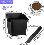 Coffee Knock Box Shock-Absorbent Durable Barista Style Knock Box With Removable Knock Bar and Non-Slip Base Gift (Square Coffee Knock Box)