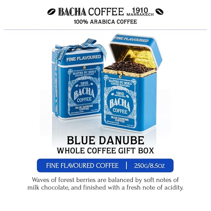 Bacha Coffee | Blue Danube Fine Flavoured Signature Nomad Collection, 100% Arabica Specialty Coffee, Whole Beans, Medium Roast, 250g