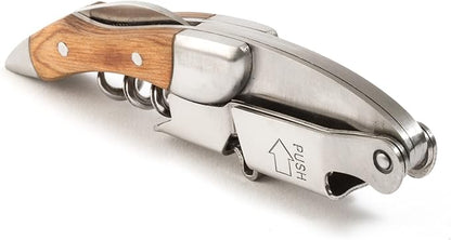 Prestige Waiters Wine Bottle Opener By Coutale Sommelier - Naturalwood - French Patented Spring-Loaded Double Lever Wine Bottle Opener for Bartenders and Gifts