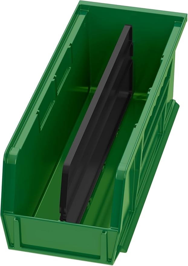 Akro-Mils 30224 AkroBins Plastic Storage Bins, Space-Saving Stackable Bins for Garage, Pantry, Craft Organization, 11" L x 4" W x 4" H, Green, 12-Pack