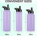 Load image into Gallery viewer, DOMICARE 32 oz Insulated Water Bottle, Vacuum Insulated Stainless Steel Sports Water Bottle with Straw Lid &amp; Spout Lid, Leakproof, Reusable - Travel, Camping, Bike, Purple