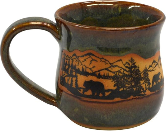 ALWAYS AZUL POTTERY Bearwrap 14 Oz. Mug in Seamist Glaze - Handmade Ceramic Coffee Mug - Stylish and Unique Handcrafted Artistic Drinkware - Polished Clay Cups, Great for Coffee, Tea, and Art Lovers