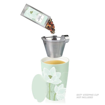 Tea Forte Lotus Single Steeps Loose Leaf Premium Tea Gift Set Sampler, 15 Count 3 of Each Assorted Blends, Pre-Portioned Single Serve Pouches, Steeps 12 oz