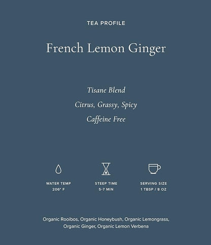 Art of Tea | Organic French Lemon Ginger 1.5oz Herbal Tea | Artisan Loose Leaf Tea Tin