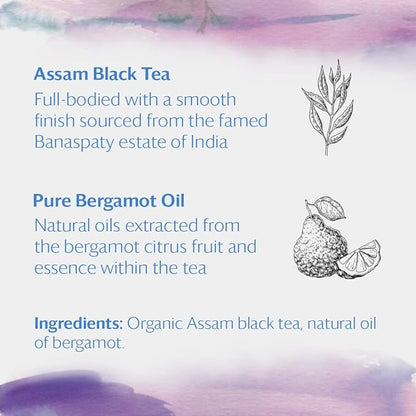 Grace Farms Organic Earl Grey Black Tea, 16 Pyramid Sachets | Bergamot Oil | Fairtrade & Kosher |Gives Back 100% of Profits