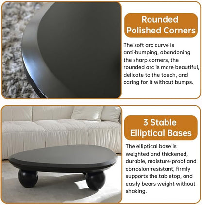 Cloud Coffee Table Modern Irregular Coffee Table Asymmetrical Unique Coffee Tables with 3 Bases for Living Room Farmhouse (G, 39")