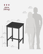 Load image into Gallery viewer, VASAGLE Bar Table, Small Kitchen Dining Table, High Top Pub Table, Height Cocktail Table for Living Room Party, Sturdy Metal Frame, 23.6 x 23.6 x 36.2 Inches for Narrow Spaces, Ebony Black and Black
