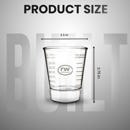 Rattleware Premium 1.5 oz Graduated Shot Glass – Heavyweight Glass with Oz, ml, tsp, tbsp Markings – Stylish & Durable for Home Bars, Coffee, Espresso Shots, Cocktails & Gatherings