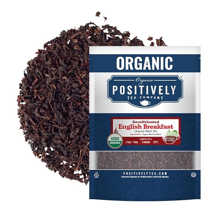 Organic Positively Tea Company, Decaf English Breakfast Black Tea, Loose Leaf, 16 Ounce