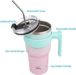 Load image into Gallery viewer, 40 oz Tumbler with Handle and 2 Straw 2 Lid, Insulated Water Bottle Stainless Steel Vacuum Cup Reusable Travel Mug,Gum