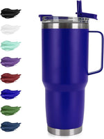 Load image into Gallery viewer, 30oz Tumbler with Handle, Insulated Leak Proof Coffee Travel Mug with Straw Lid Double Wall Stainless Steel Vacuum Tumblers Metal Cup Keep Hot and Iced Drink for Gym, Office, Camping, Blue 1 Pack