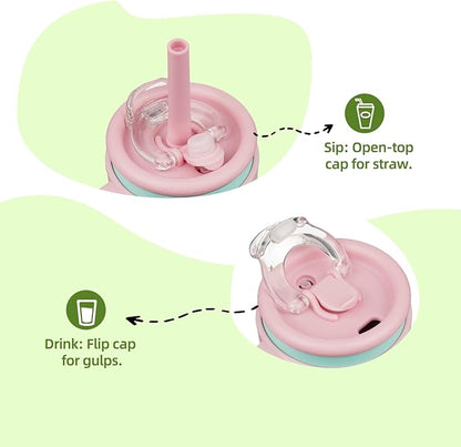 14 oz Tumbler with Side Handle, Insulated Water Bottle with Straw and 2 in 1 Lid, Stainless Steel Cup Travel Coffee Mug for Sports Office Gym,Guava