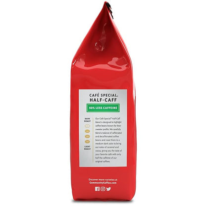 Community Coffee Cafe Special Half-Caff, Medium Dark Roast Ground Coffee, 12 Ounce (Pack of 1)
