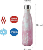 Load image into Gallery viewer, BJPKPK Insulated Water Bottles 17oz Stainless Steel Sports Water Bottles Keep Cold for 24 Hours and Hot for 12 Hours,BPA Free,Marble Blossom