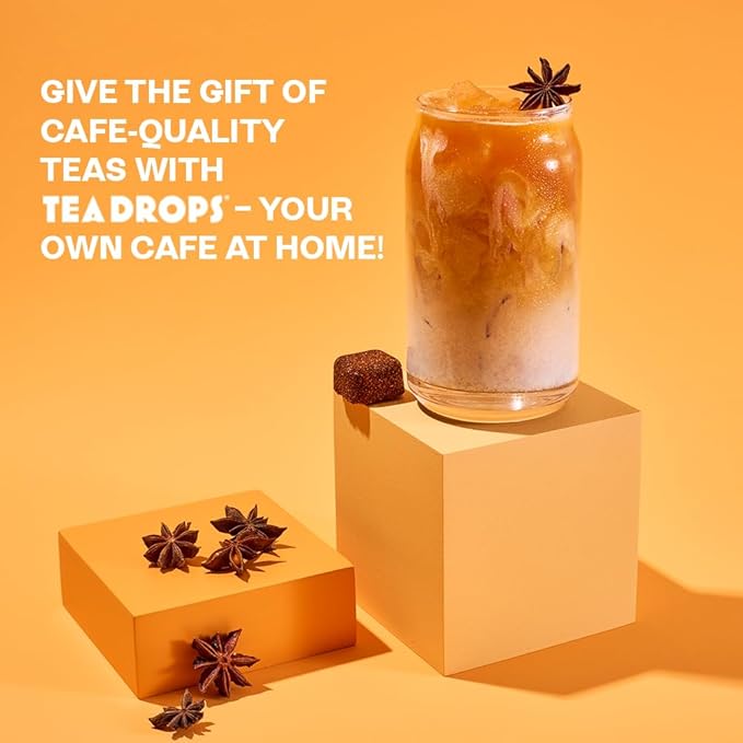 Tea Drops 30 Bulk Pack Thai Tea Bagless Tea - Loose Leaf, Lightly Sweetened, On-The-Go. Plastic-Free Tea - Iced or Hot