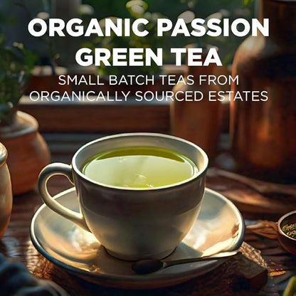 Maud's Organic Passion Green Tea Pods, 100 ct, Recyclable Single Serve Tea Pods – 100% Gourmet Blended Tea Leaves, Compatible with Keurig K Cups Maker