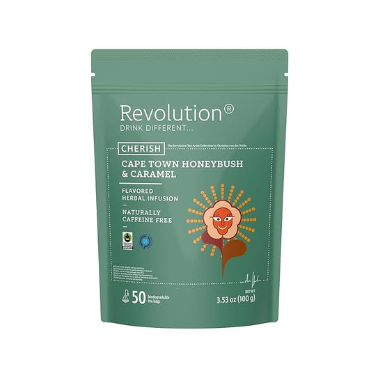 REVOLUTION TEA® Honeybush Caramel [THE ORIGINAL] – Cape Town Honeybush & Caramel Rooibos Tea – Premium Full Leaf Tea – Biodegradable Infuser Tea Bags – Flavored Herbal Tea – Naturally Caffeine Free – 50 Bags