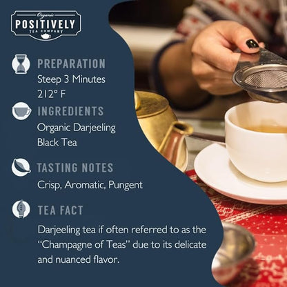 Organic Positively Tea Company, Darjeeling Black Tea, Loose Leaf, 16 Ounce