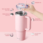 Load image into Gallery viewer, 40 oz Tumbler with Handle and Straw Lid,Insulated Reusable Stainless Steel Water Bottle Travel Mug，Cupholder Friendly Double Wall Vacuum Sealed Cup (Pink)