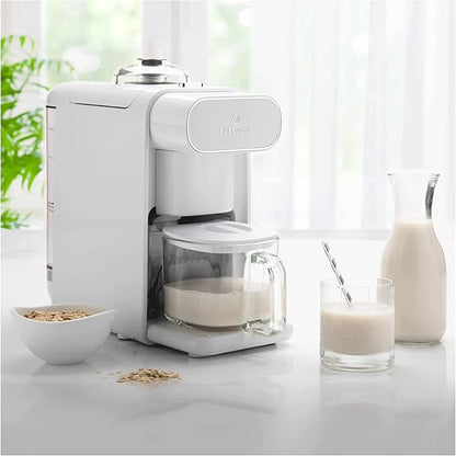 ChefWave Milkmade Non-Dairy Milk Maker – 6-in-1 Plant-Based Milk Machine for Almond, Oat, Soy, Cashew, Coconut & Macadamia – No Soaking, Auto-Clean, Delay Start, Glass Pitcher – White