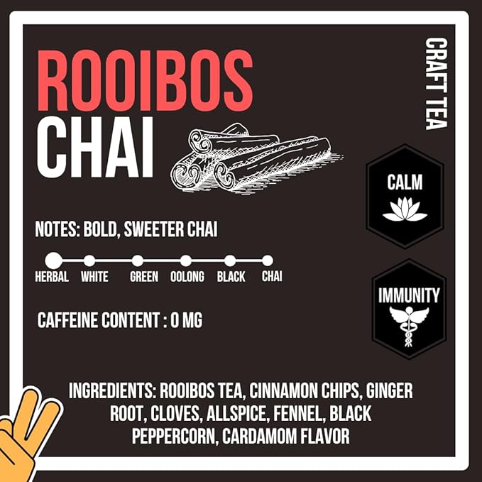 Revival Tea Company Rooibos Chai Tea - Rooibos Red Tea Blend with Fresh Spiced Chai Flavor - Caffeine Free - Loose Leaf 8 Ounces