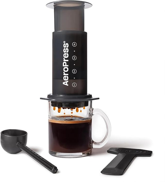AeroPress Original Coffee Press - All-in-One French Press, Pour-Over & Espresso Style Manual Brewer, 2 Min Brew for Less Bitterness, More Flavor, Small Portable Coffee Maker, Travel & Camping