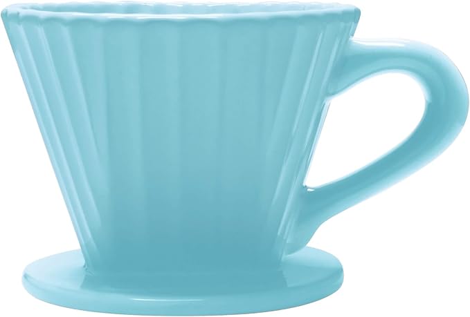 Chantal "Lotus" ceramic pour over coffee dripper, 8 ounces, Aqua