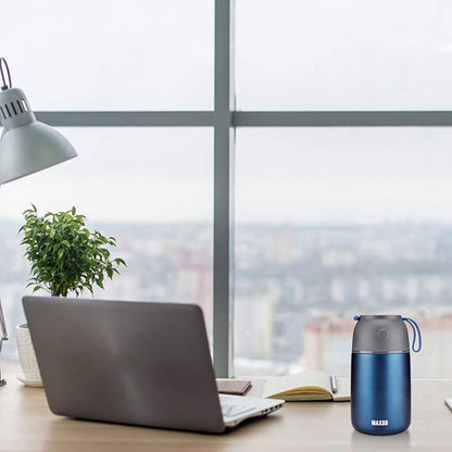 MAXSO 2 Pack Soup Thermo for Hot & Cold Food for Kids Adults, Vacuum Insulated Food Jar Thermal Lunch Containers, Travel Food Flask with Spoon (24 oz,17 oz) (Dark Blue)