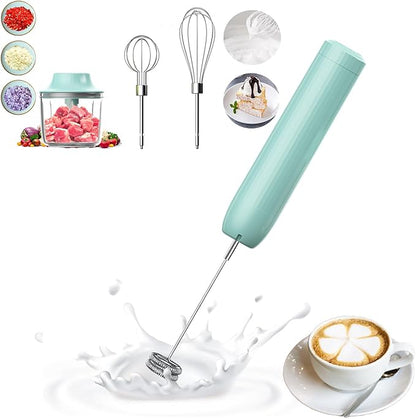 Hand Mixer with Whisk and Forther Wand,Electric Whisk, Milk Frother, Hand Held Mixers,Cordless Hand Mixer, Whisks for Cooking, Mini Mixer,Stirrers Electric,Food Chopper, Baby Food Maker,4-Speed, 10Oz