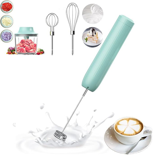 Hand Mixer with Whisk and Forther Wand,Electric Whisk, Milk Frother, Hand Held Mixers,Cordless Hand Mixer, Whisks for Cooking, Mini Mixer,Stirrers Electric,Food Chopper, Baby Food Maker,4-Speed, 10Oz