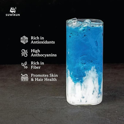 Suwirun Organic Butterfly Pea Powder 4oz – Natural Blue Tea & Superfood – Perfect for Color-Changing Drinks, Baking & Lattes – Premium Thai Herb