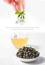 Load image into Gallery viewer, TIAN HU SHAN Jasmine Tea Jasmine Dragon Pearls Green Tea Loose Leaf 7.8oz (221g) Tin