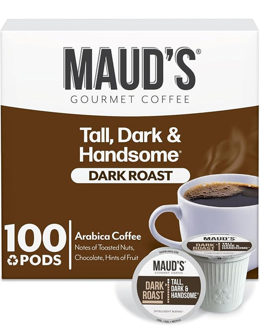 Maud's Dark Roast Coffee Pods, 100ct, Recyclable Single Serve Pods – 100% Arabica Coffee, Compatible with Keurig K Cups Maker