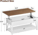 Load image into Gallery viewer, Lift Top Coffee Table,Lift Coffee Table with Storage Shelf and Large Hidden Compartment for Living Room,Lifting top Coffee Tables for Small Space,White + Walnut