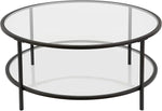 Load image into Gallery viewer, Henn&amp;Hart 36" Round Coffee Table with Glass Top and Glass Open Storage Shelf for Living Room, Family Room, Office, or Apartment, Blackened Bronze