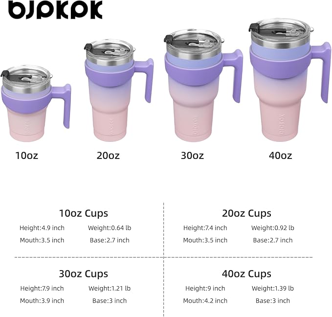 BJPKPK 40 oz Tumbler With Handle And Straw Lid Stainless Steel Travel Mugs Insulated Tumbler Cups,Pastel Sunset