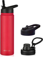Load image into Gallery viewer, mininoo 24 oz Insulated Water Bottle with Straw Lid, Stainless Steel Double Wall Vacuum, Leak Proof, BPA Free, Keep Cold for 24H &amp; Hot for 12H(Red)