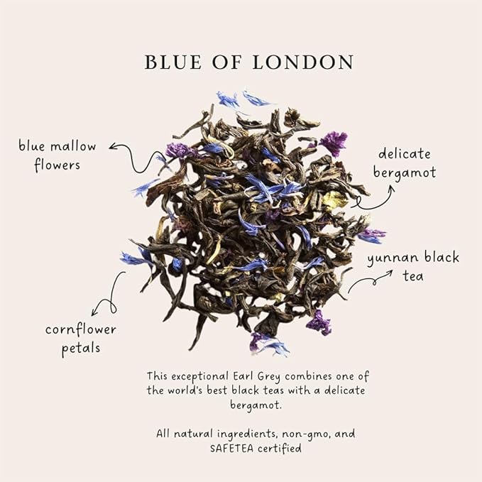 Palais des Thés - Blue of London - Earl Grey Black Tea, Bergamot & Cornflower - 3.5oz Loose Leaf Metal Gift Tin, Serves 20-25 Cups