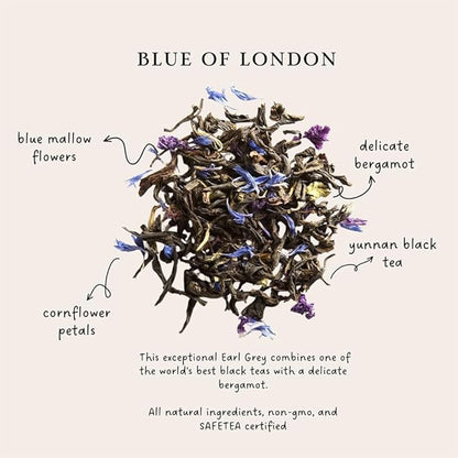 Palais des Thés - Blue of London - Earl Grey Black Tea, Bergamot & Cornflower - 3.5oz Loose Leaf Metal Gift Tin, Serves 20-25 Cups