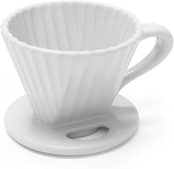 Chantal "Lotus" ceramic pour over coffee dripper, 8 ounces, White