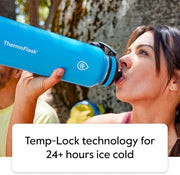 ThermoFlask 40 oz Double Wall Vacuum Insulated Stainless Steel Water Bottle with Spout and Straw Lids, Plum