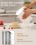 Load image into Gallery viewer, Electric Kettle Stainless Steel, 1.0L Small Water Boiler 1200W Fast Boiling, Double Wall Tea Kettle Pot Automatic Shut Off, Durable Coffee &amp; Tea Maker/Warmer/Heater White