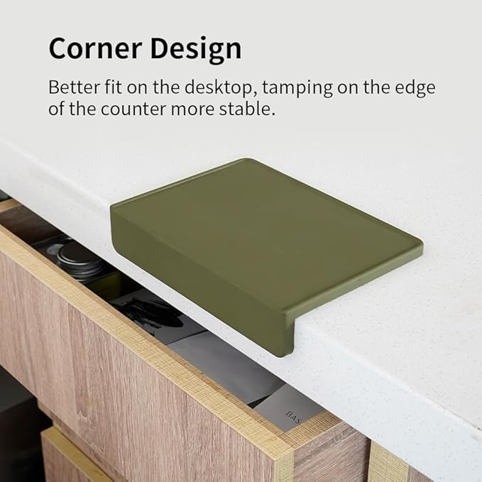 watchget Espresso Tamping Mat, Coffee Tamper Mat, Olive Silicone Food Grade Pad, 8Inch X 6Inch Coffee Tamp Station, Espresso Accessory, Waterproof and Heat Resistant