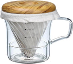 Load image into Gallery viewer, ATHIA Glass Pour Over Coffee Dripper Set, Glass Cone Dripper, Reusable Cloth Filter, Leather Cup Sleeve, Minimal Single Cup SET, for outdoor, office or at home (Olive Wood)