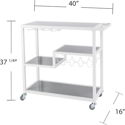 Holly & Martin Zephs Bar Cart White - Stylish Bar Cart for Home - Utility Carts with Wheels